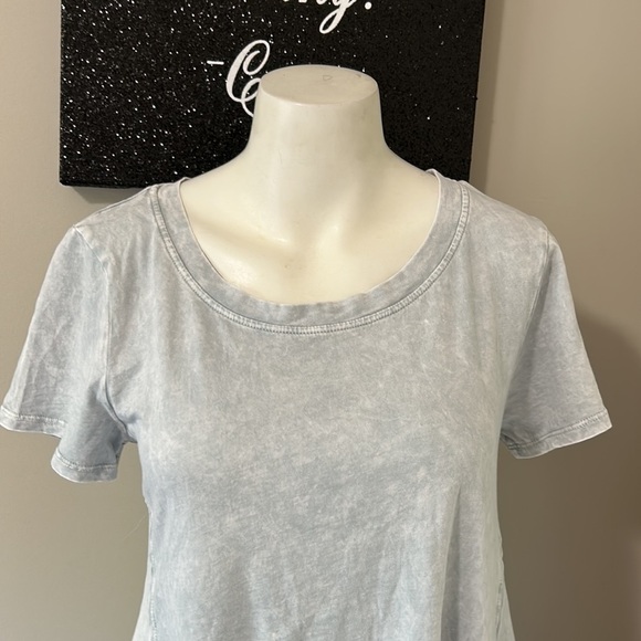 Anthropologie ERI and ALI Fluttered Peplum Tee Grey Acid Wash Sz XS NEW - Picture 4 of 10